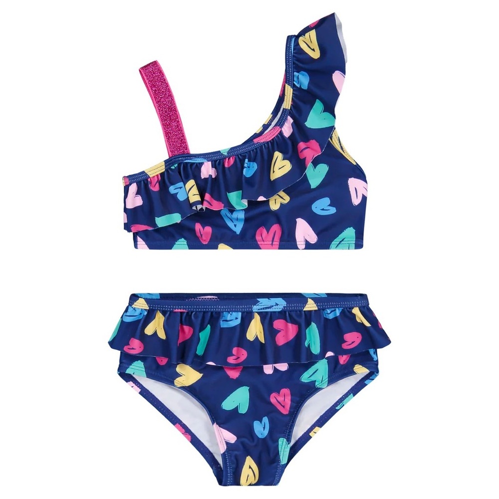 Cute Andy & Evan blue heart print bikini - size 3T